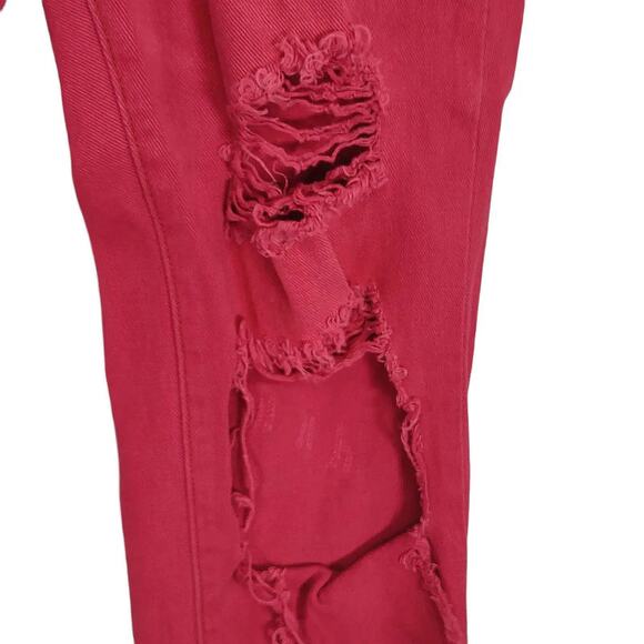One Teaspoon High Waist Awesome Baggies Red Distressed Ripped Jeans 28x28 Sz 26 - Picture 8 of 9